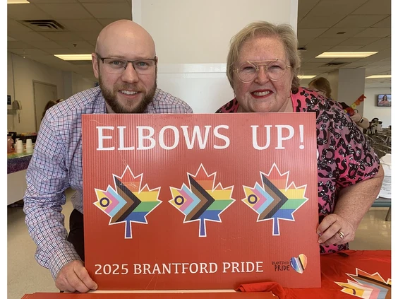 Will Thomas-Boaz, clinical manager of the Brantford General Hospital's critical care unit, and Jacqui Fendley, chair of Brantford PRIDE, attended a symposium and panel discussion held at the hospital on Thursday, June 12. Photo by VINCENT BALL /Brantford Expositor