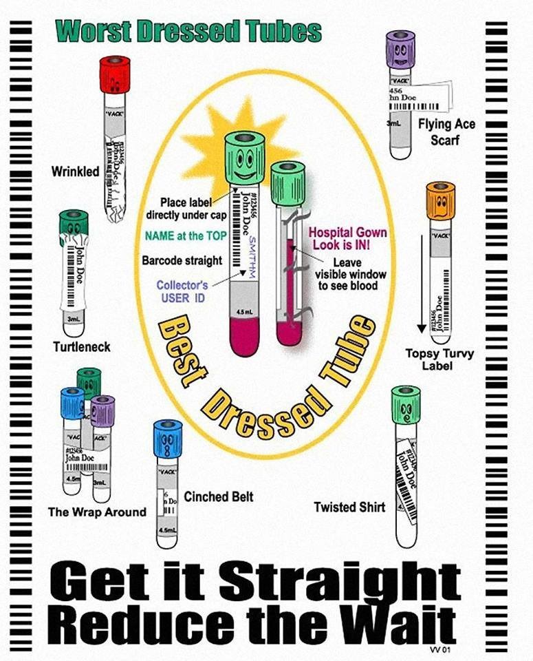 Examples of properly labelled specimen tubes