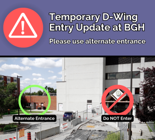 Temporary D-Wing Entry Update at Brantford General Hospital