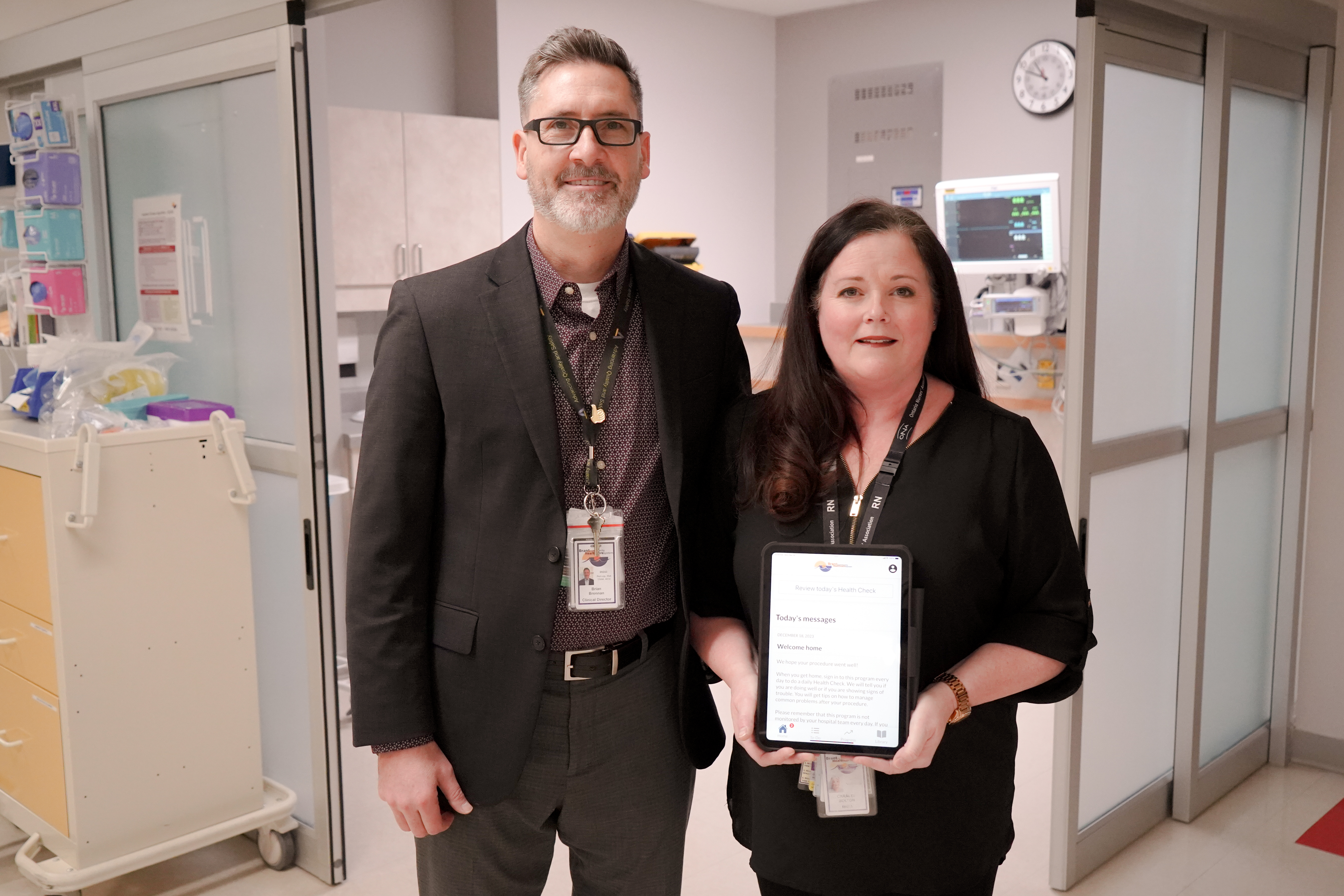 Brian Brennan, clinical director of the peri-operative surgery program, and Caralee Bolton, registered nurse first assistant, at the Brant Community Healthcare System say a virtual companion helps surgery patients recover at home.