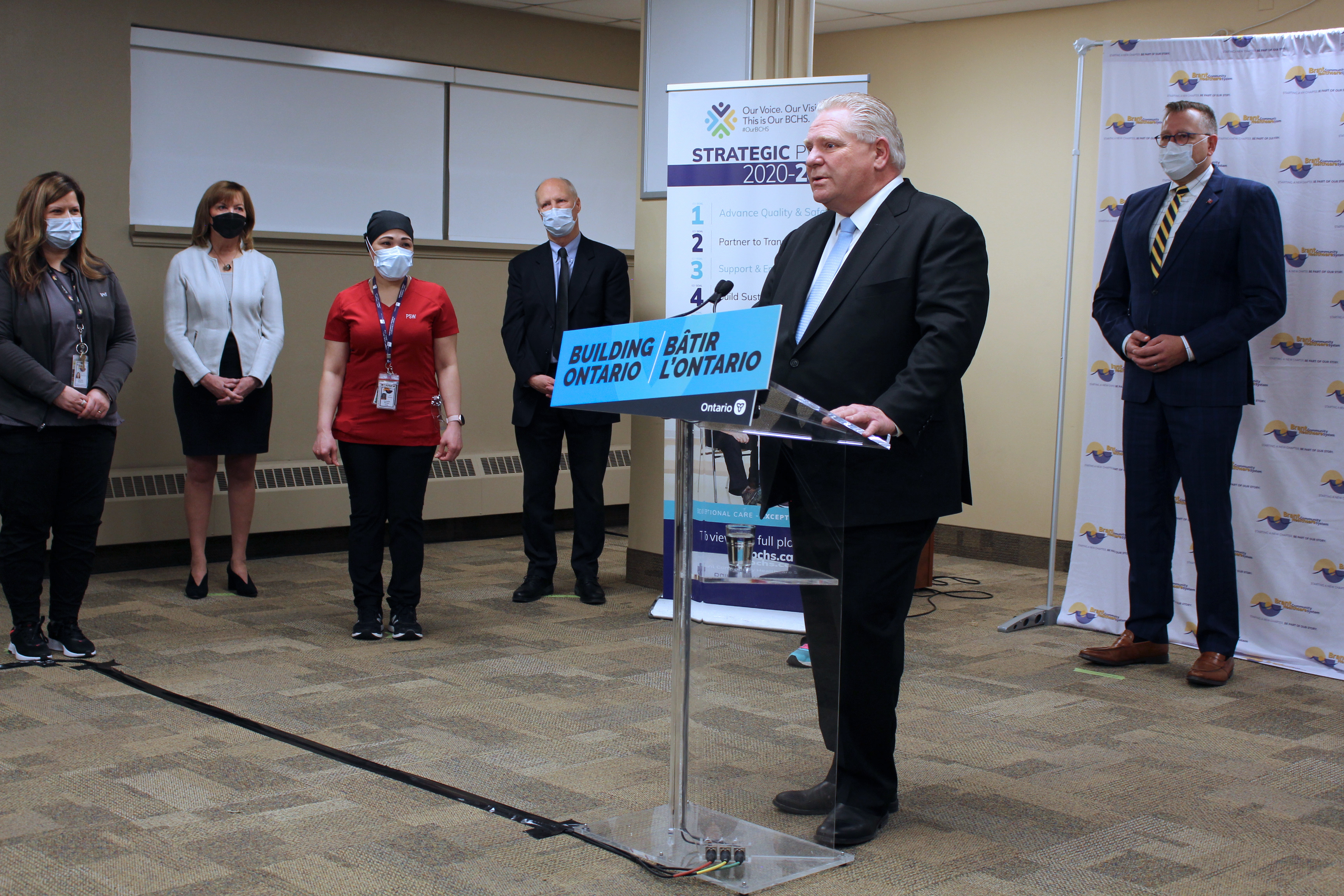 Doug Ford, Premier of Ontario, giving an announcement at BGH