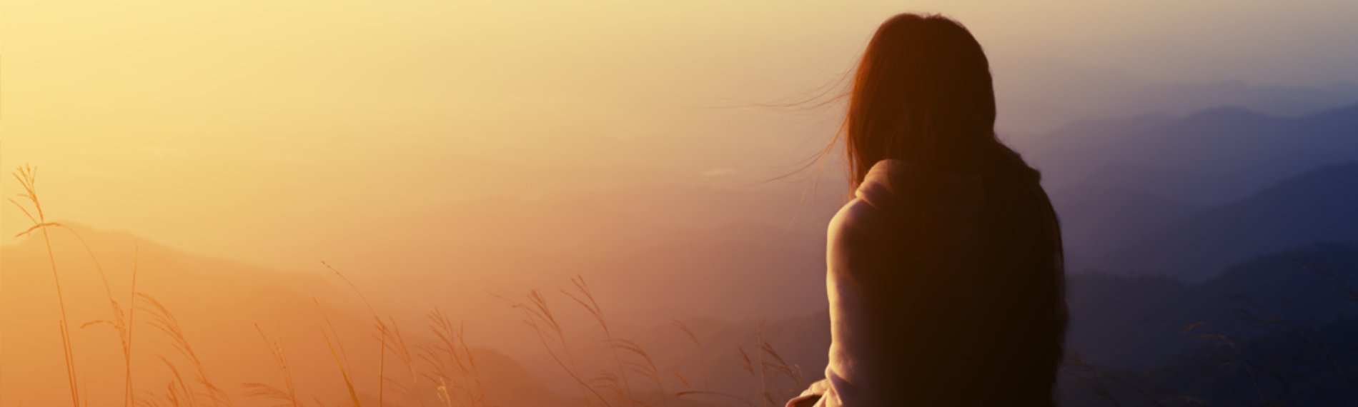 A person looking at the sunset