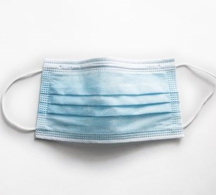 A blue surgical mask