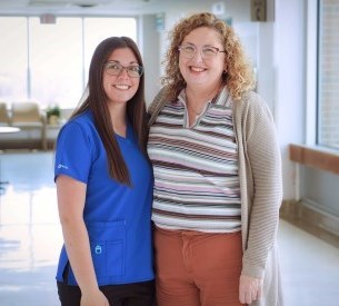 Victoria Sherk (left), took part in the clinical externship program for nurses at Brantford General Hospital. With her is Mandy Lindsay, former co-ordinator of the program.