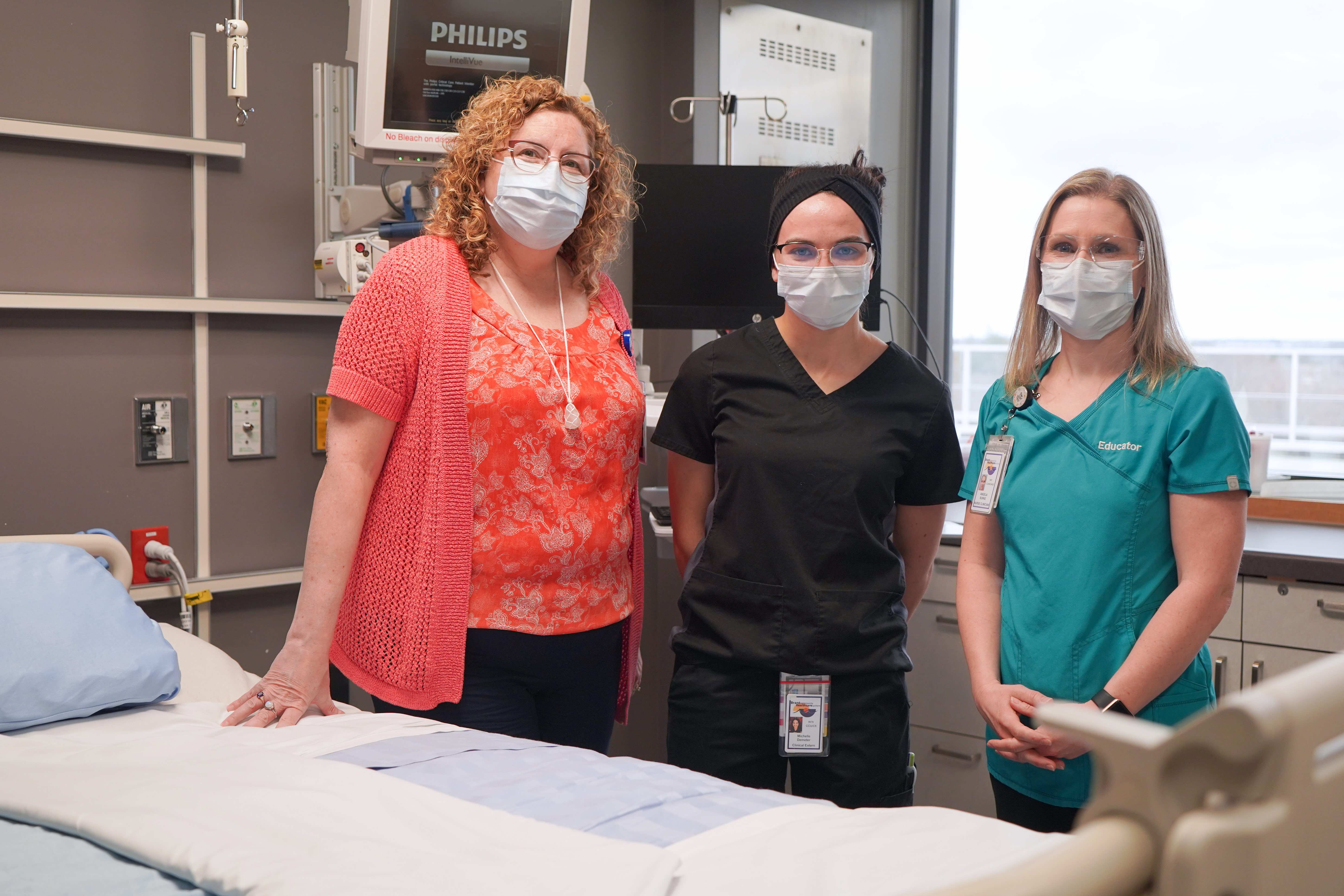 Michelle Demeter (centre) was part of the first class of nursing externs at Brantford General Hospital. She is flanked by Mandy Lindsay (left), clinical extern program co-ordinator at BGH, and Angela Burke, clinical educator and co-creator of the clinical extern program.