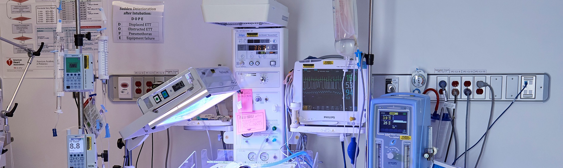 Monitors in the special care nursery